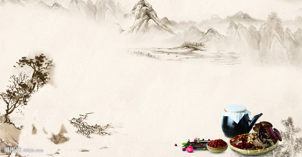 中國風水墨中醫養生背景