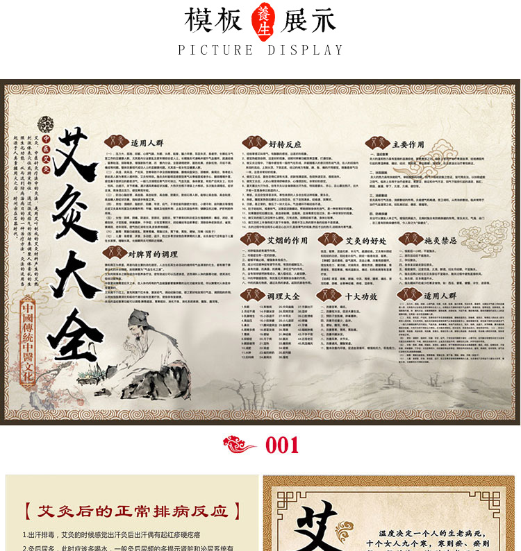 。中醫掛圖養生館裝飾畫泥灸汗蒸刮痧宣傳圖片理療店海報廣告墻貼